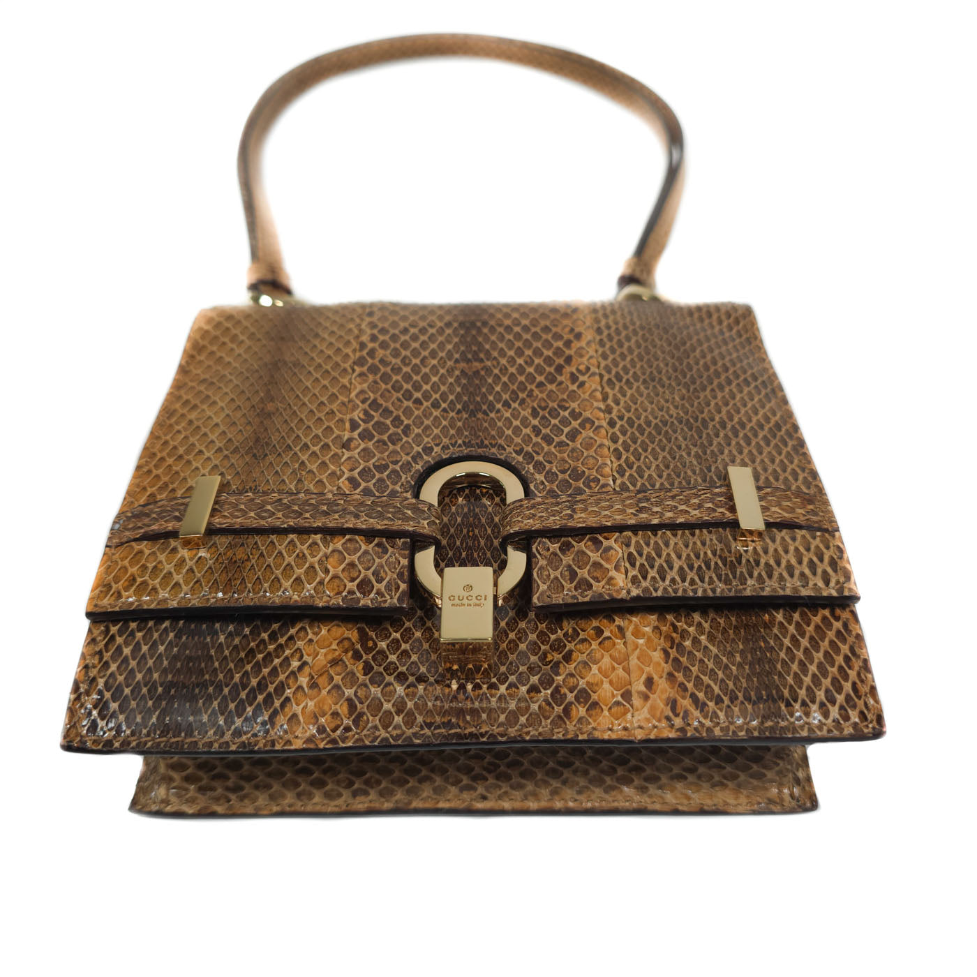 Vintage Gucci Python Kleine Cognac Handtas