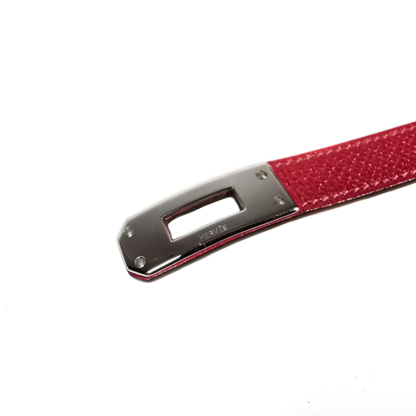 Vintage Hermès Mini Kelly Double Tour Armband in Rood Leer met Zilverkleurige Hardware Maat S