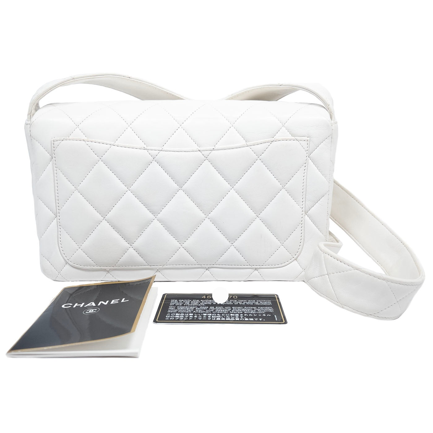 Chanel Vintage White Lambskin Leather Strap Small Classic Flap Bag 24k GHW