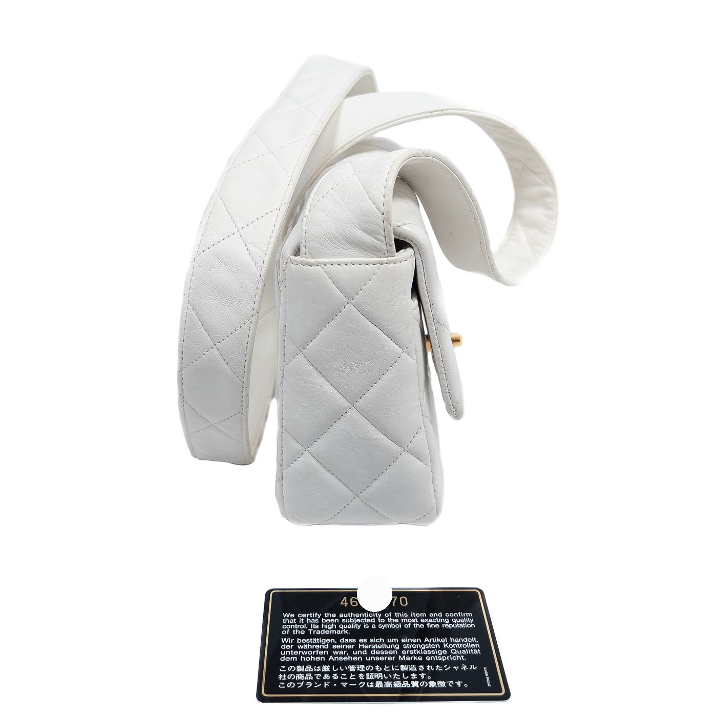 Chanel Vintage White Lambskin Leather Strap Small Classic Flap Bag 24k GHW