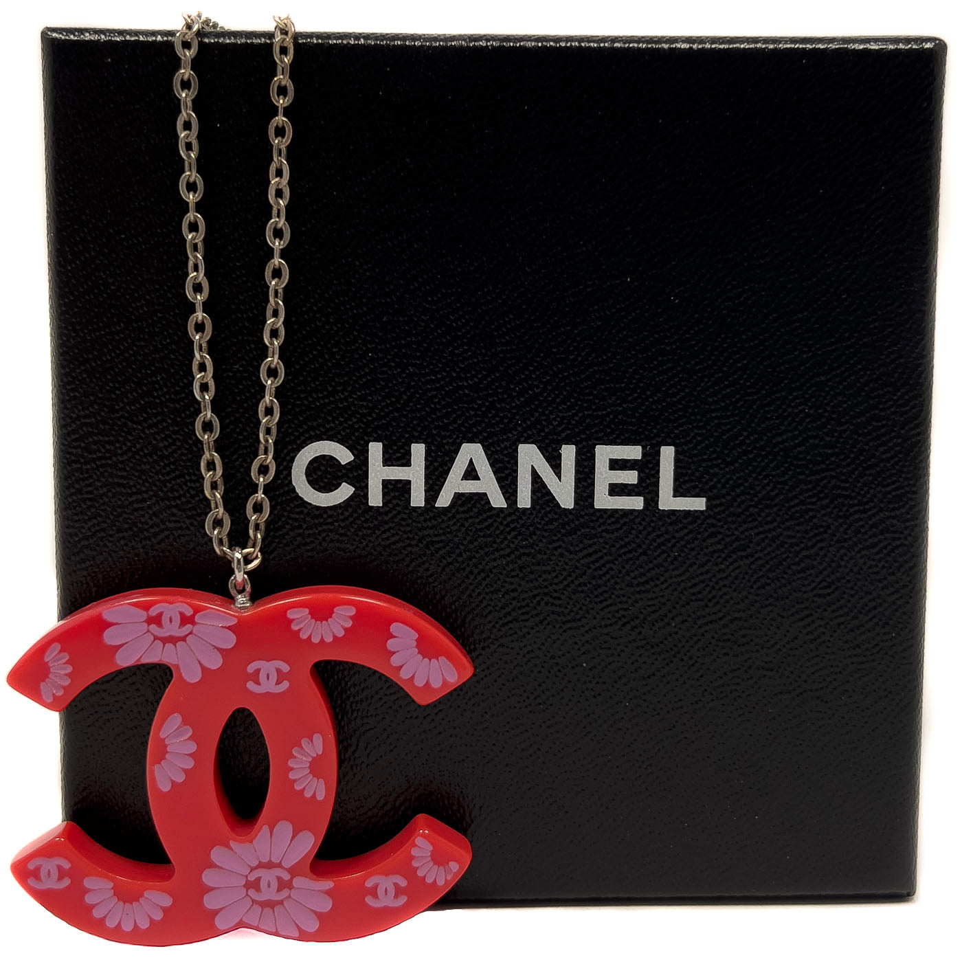 Vintage Chanel Necklace Pink Resin CC Daisy Flower 04P