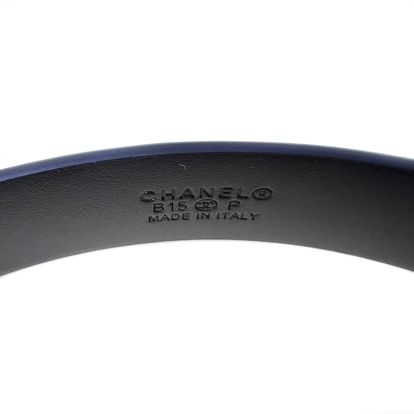 Chanel CC Logo Blue Patent Leather Belt B15P Size 80