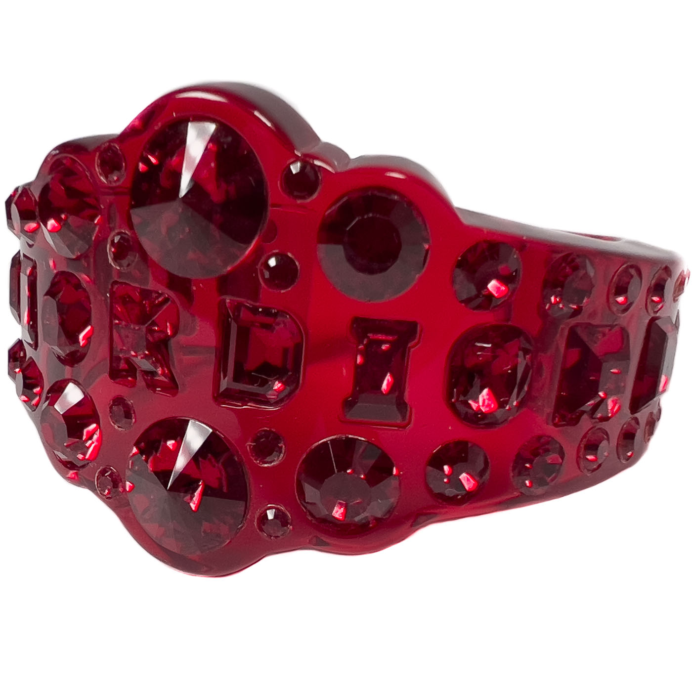 Pre-owned Dior Bracelet Red Resin Crystal Cuff