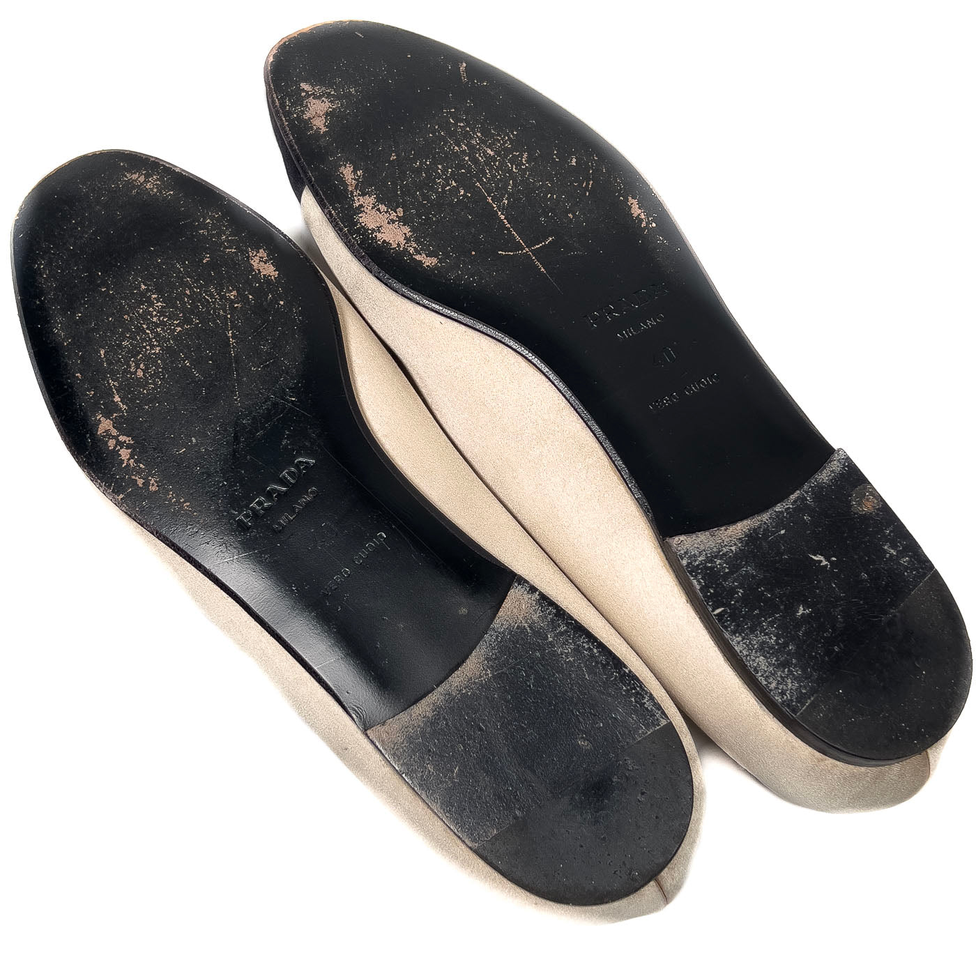 Vintage Prada Zwarte Cap Toe Ballerina Flats Champagne Fluweel EU 40 / US 9,5