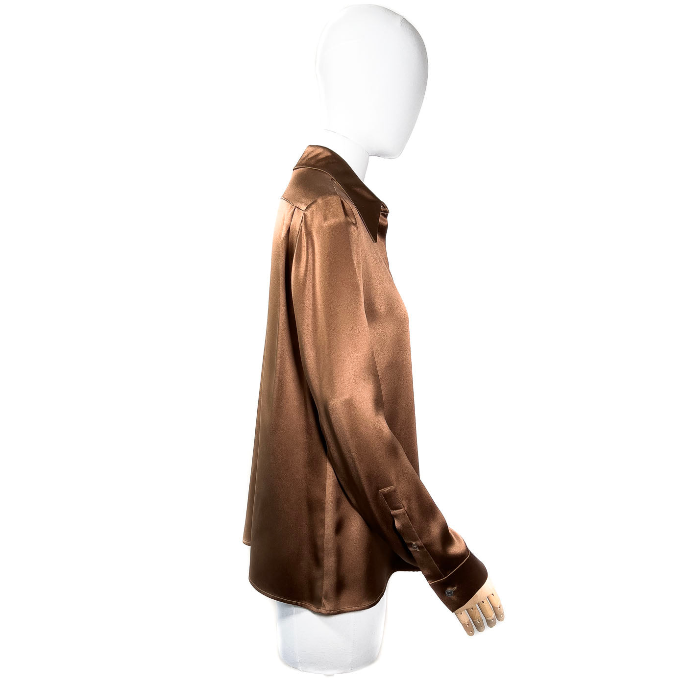 Hermès Zijden Blouse Koper Metallic Maat FR 42