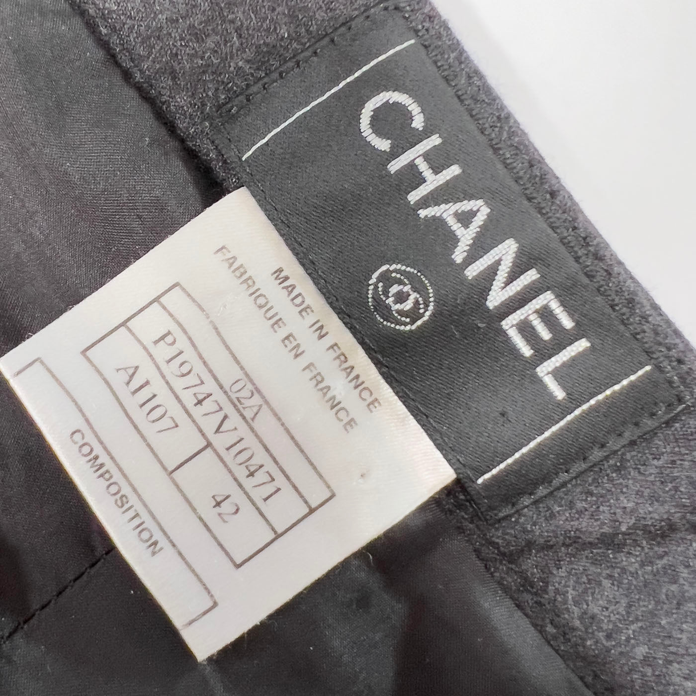 Vintage Chanel Grijze Flanellen Broek 02A Maat FR 42