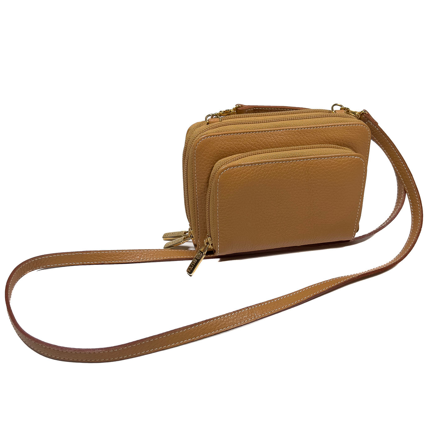 BUTTI Caramel Leather Crossbody Purse Wallet