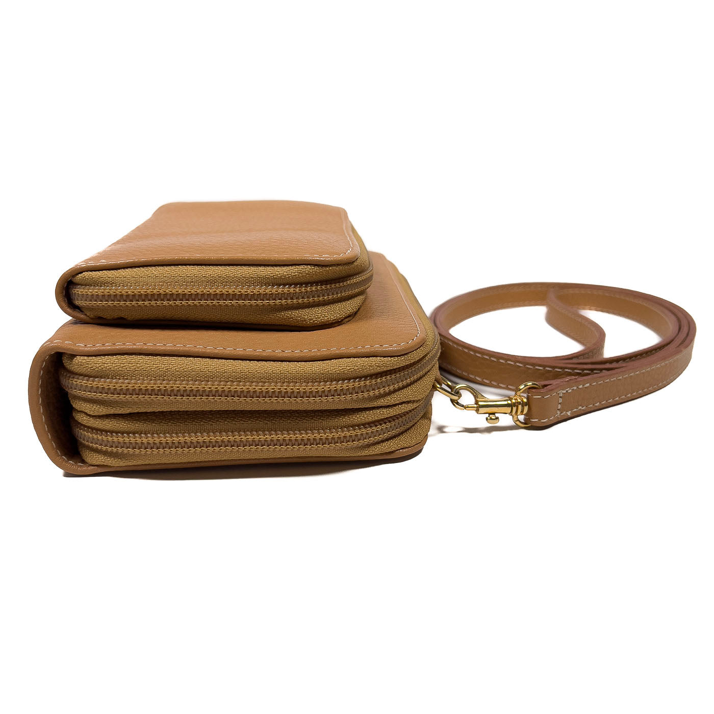 BUTTI Caramel Leather Crossbody Purse Wallet