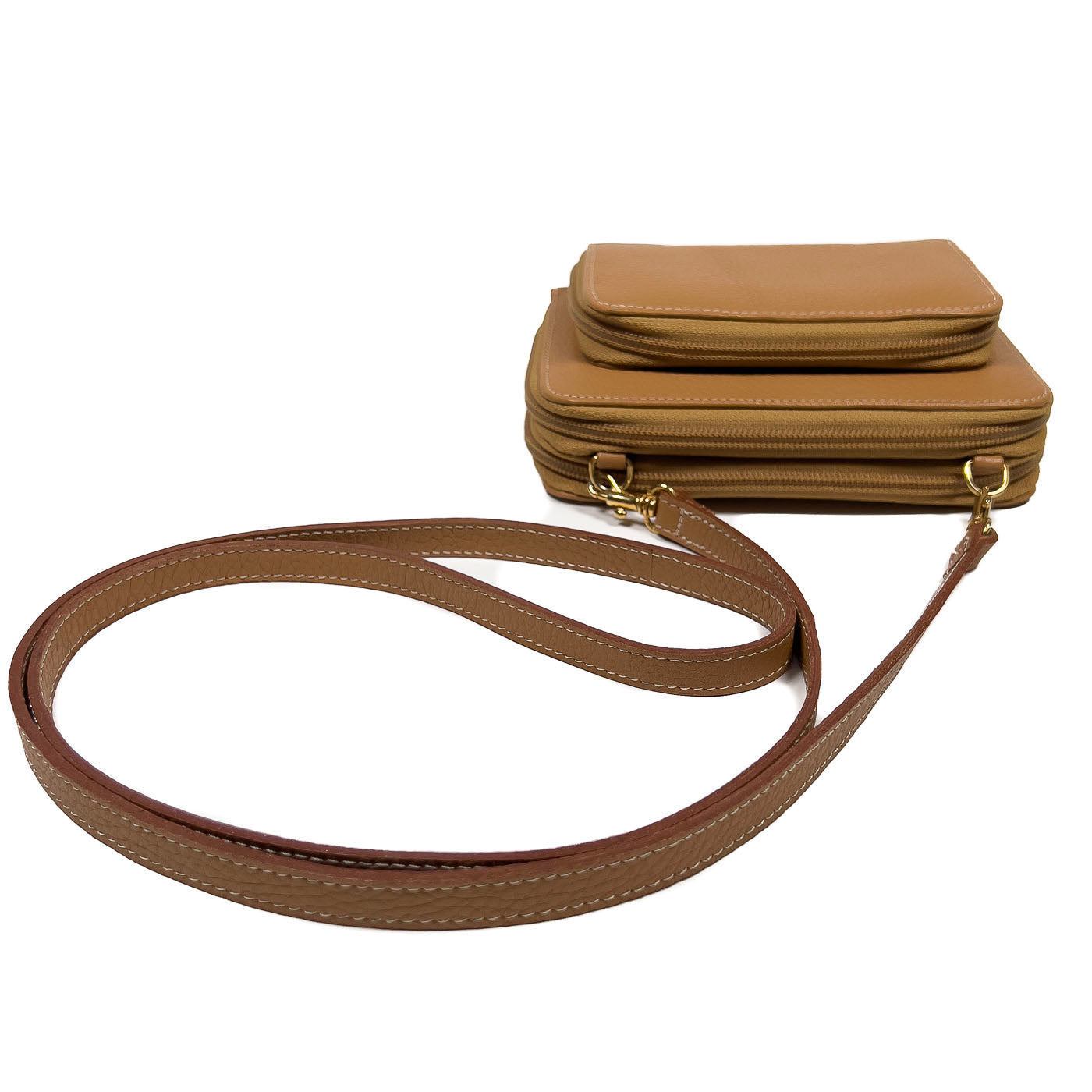 BUTTI Caramel Leather Crossbody Purse Wallet