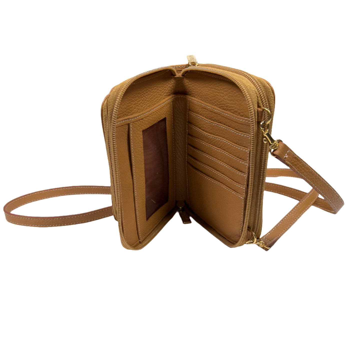 BUTTI Caramel Leather Crossbody Purse Wallet