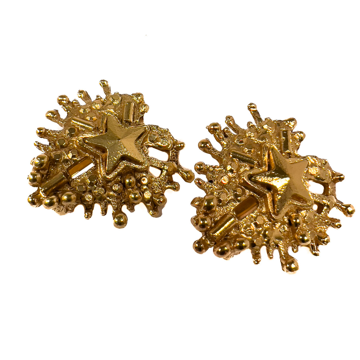 Vintage Christian Lacroix Gouden Starburst Clip-on Oorbellen