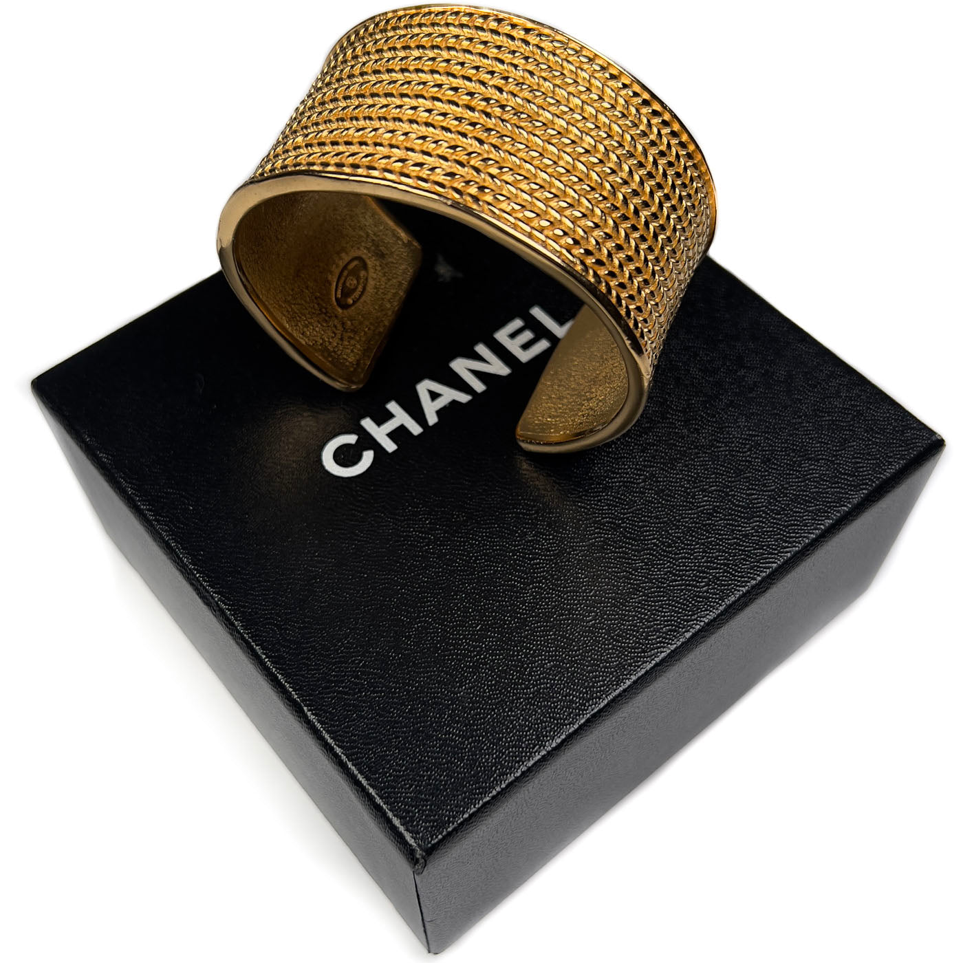 Vintage Chanel CC Vergulde Manchet Armband