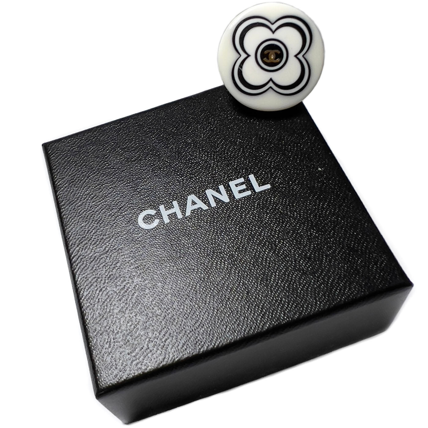 Vintage Chanel Witte Camelia CC Ring maat EU17,5 / US7,5 02P