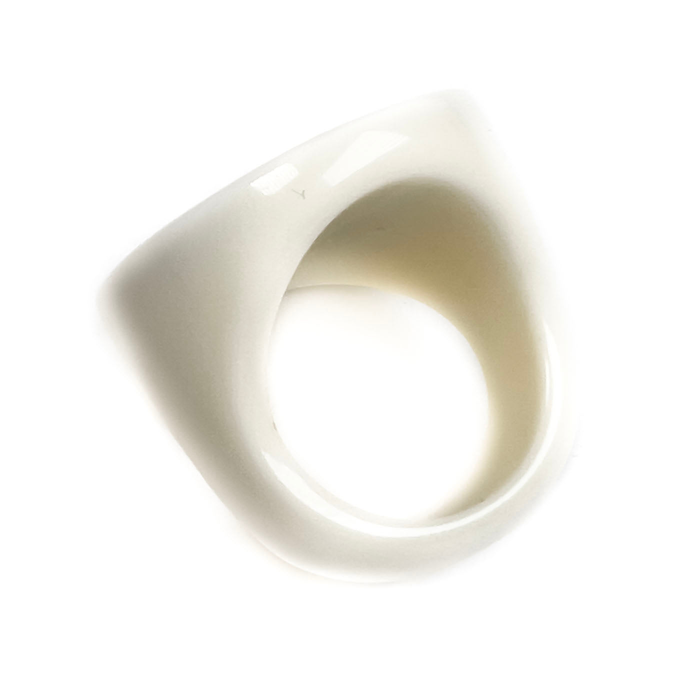 Vintage Chanel White Camelia Resin CC Ring Size EU17,5 / US7,5 02P