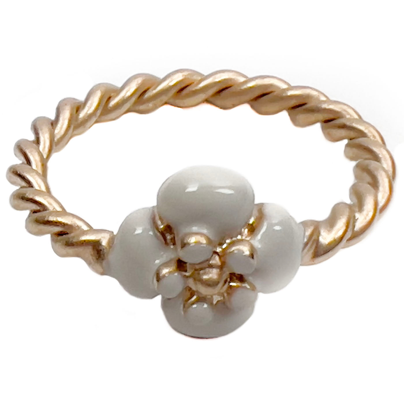 Gebruikte Chanel Wit Emaille Camelia Ring EU16/ US5,5 B15V