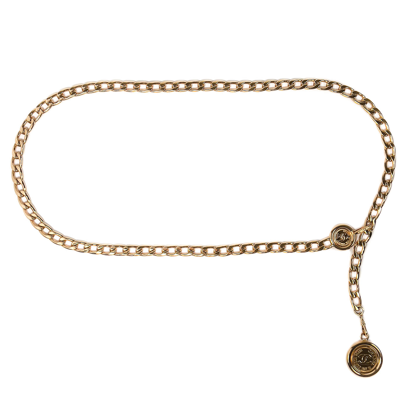 Vintage Chanel Gold Chain Rue Cambon CC Medallion Belt