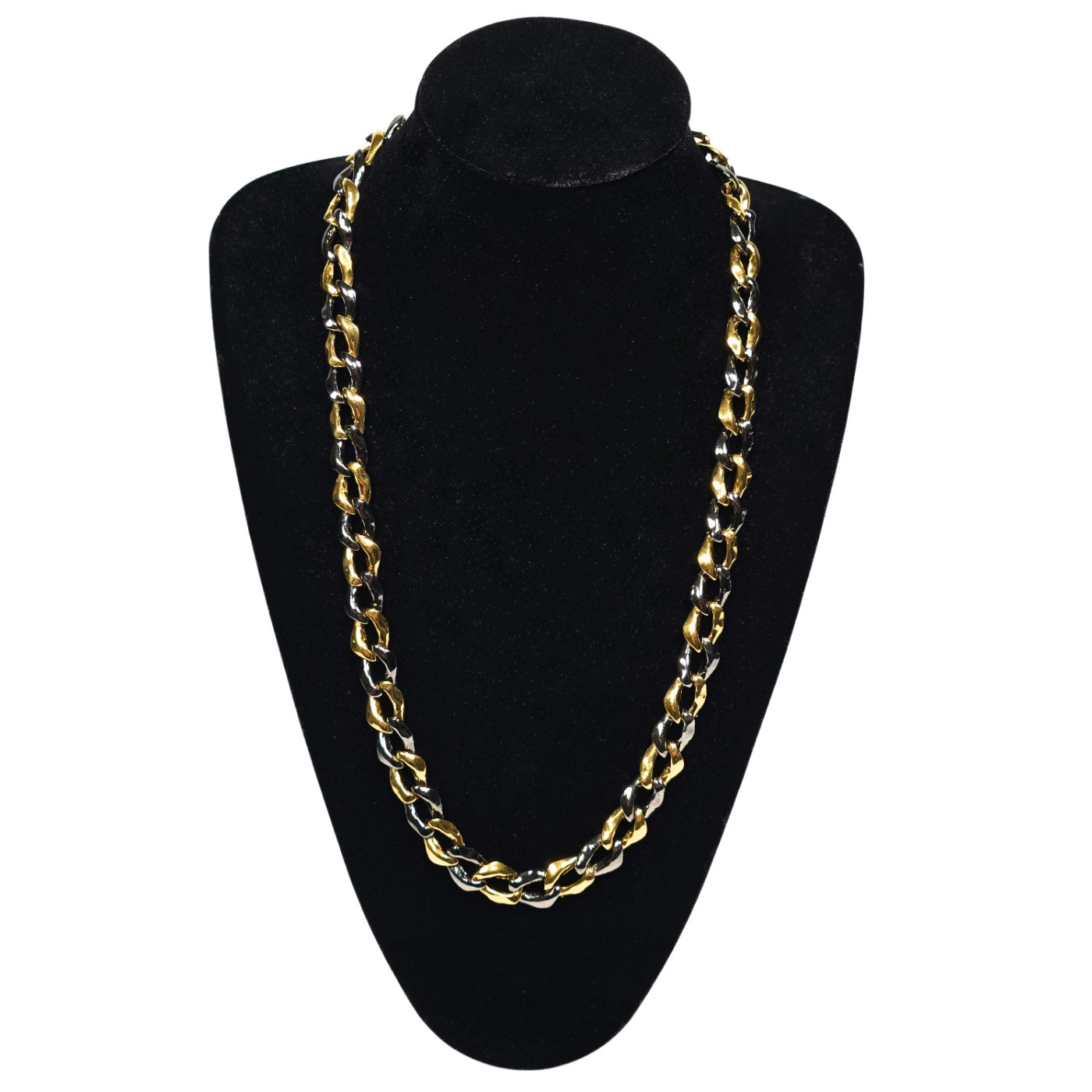 Vintage Yves Saint Laurent YSL Two Tone Curb Link Necklace