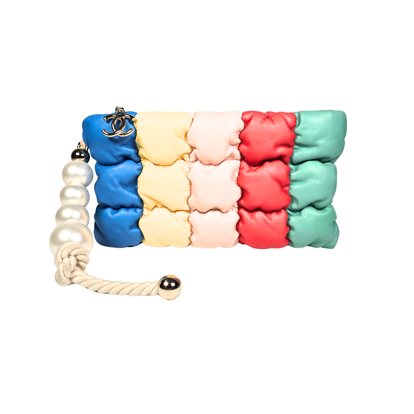 Chanel 2019 Multi Colour Lamsleren Clutch met Parels