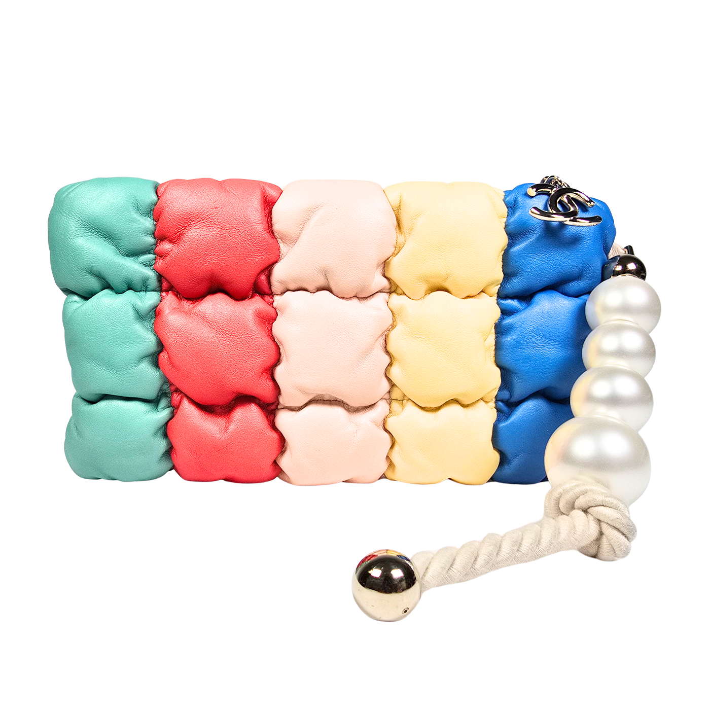 Chanel 2019 Multi Colour Lamsleren Clutch met Parels