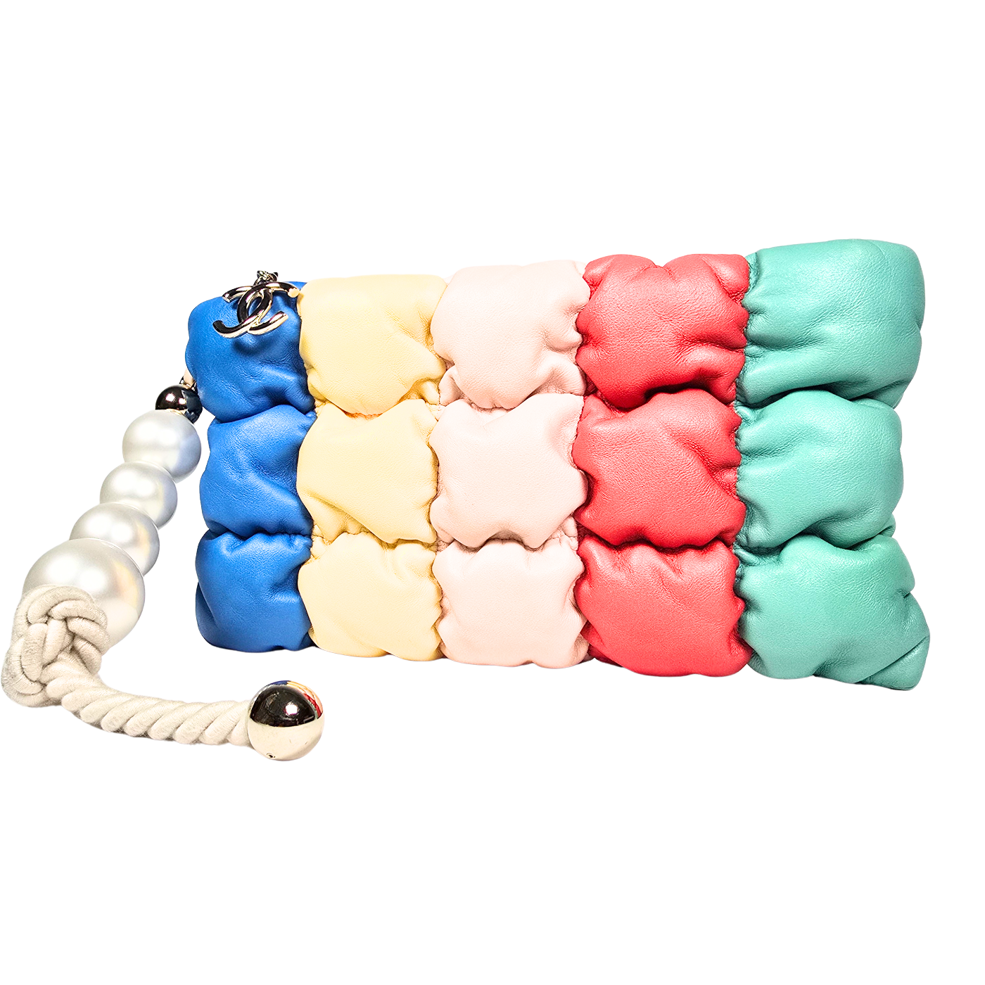 Chanel 2019 Multi Colour Lamsleren Clutch met Parels