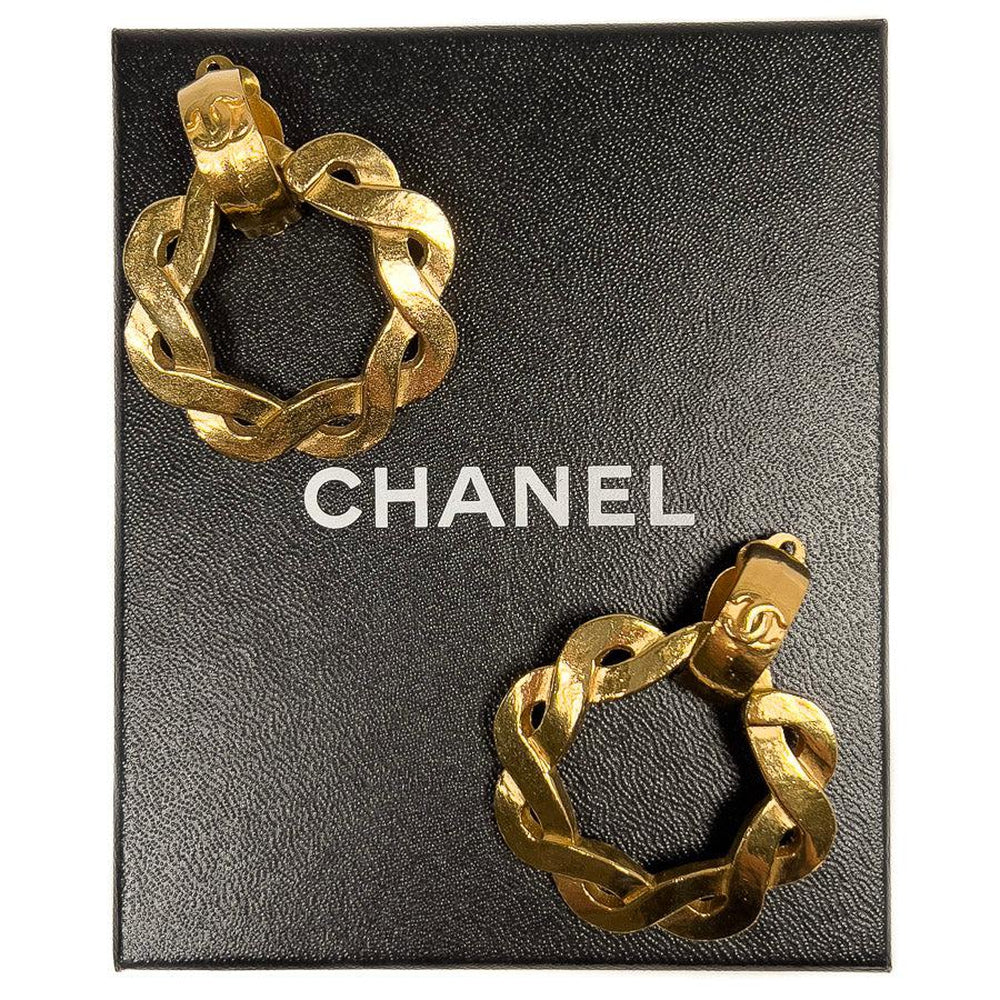 Chanel Clip On Earrings Vintage Large CC 97P