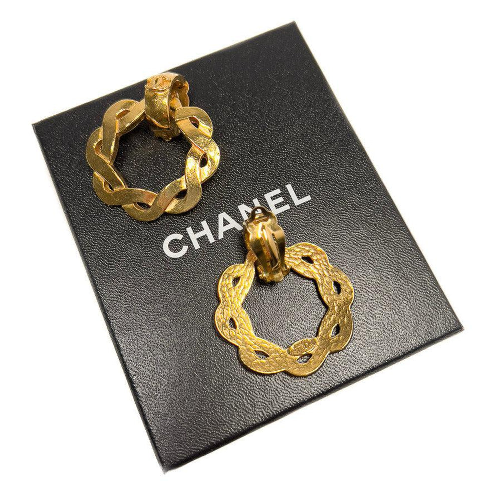Chanel Gilt Vintage Metal CC Logo Dangle Clip 1994