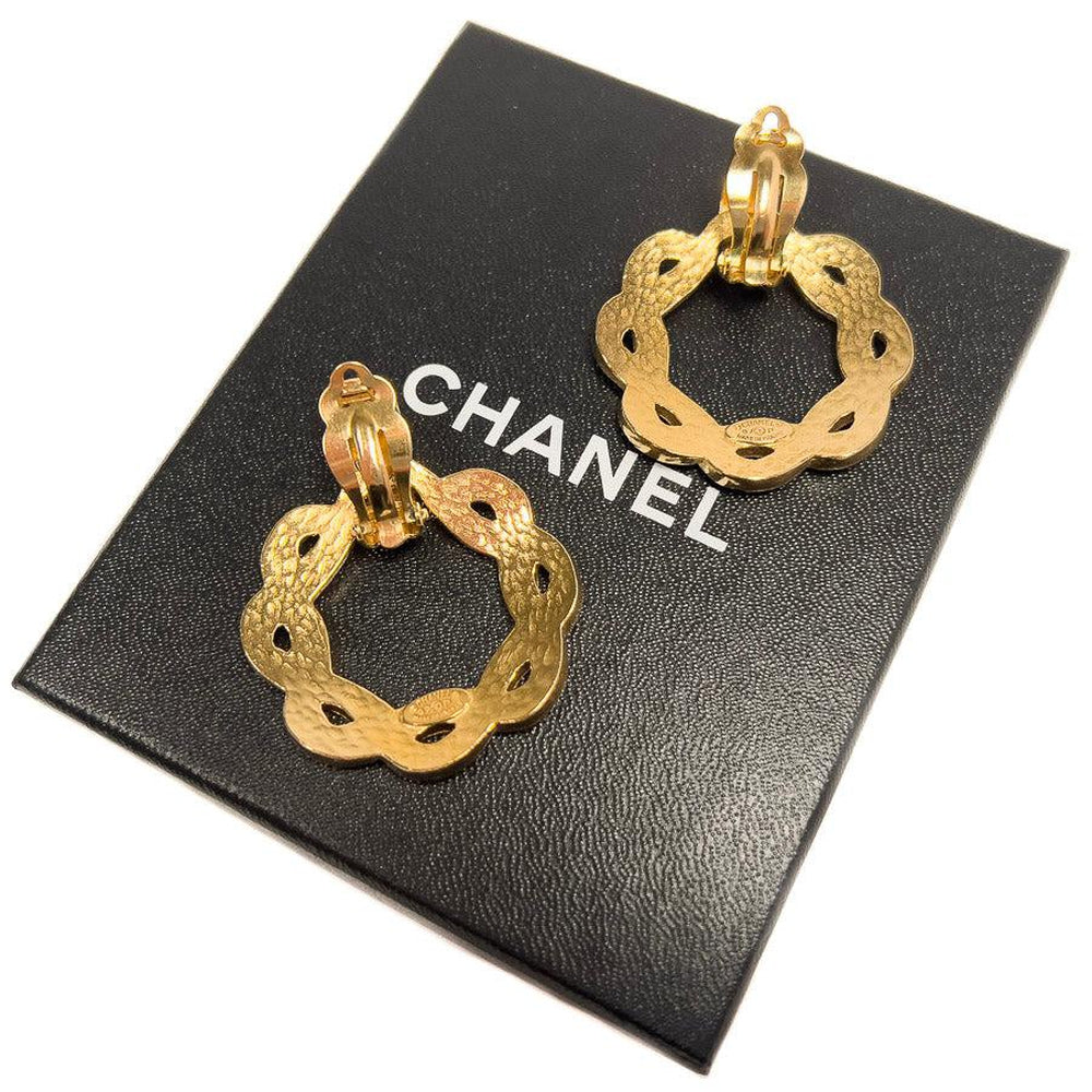 Chanel Clip On Earrings Vintage Large CC 97P