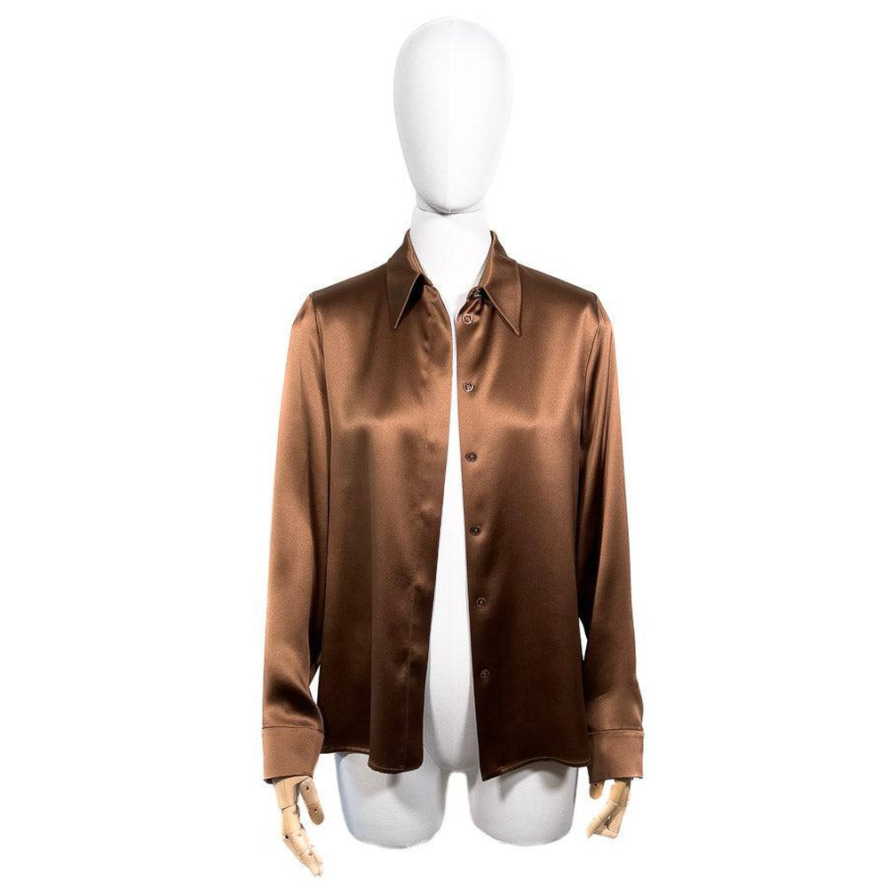Hermès Silk Blouse Copper Metallic 42 – EYECATCHERSLUXE