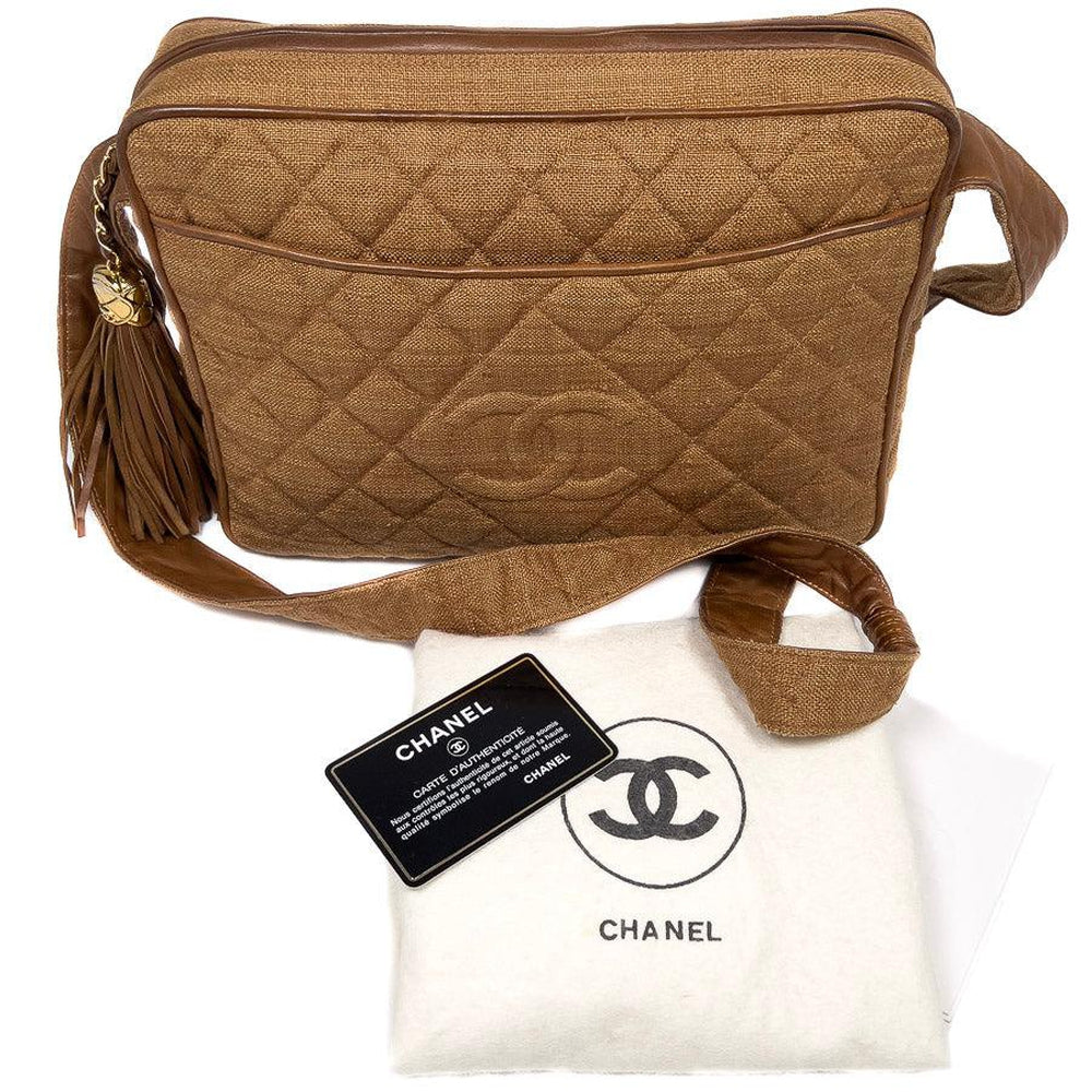 Vintage Bag CHANEL CC Logo Quilted Camera Shoulder Bag Purse 