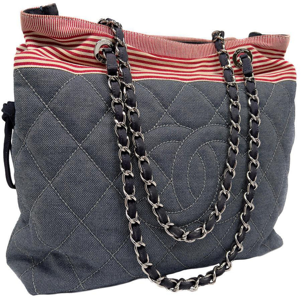 Used Chanel CC Tote Bag Blue Denim – EYECATCHERSLUXE