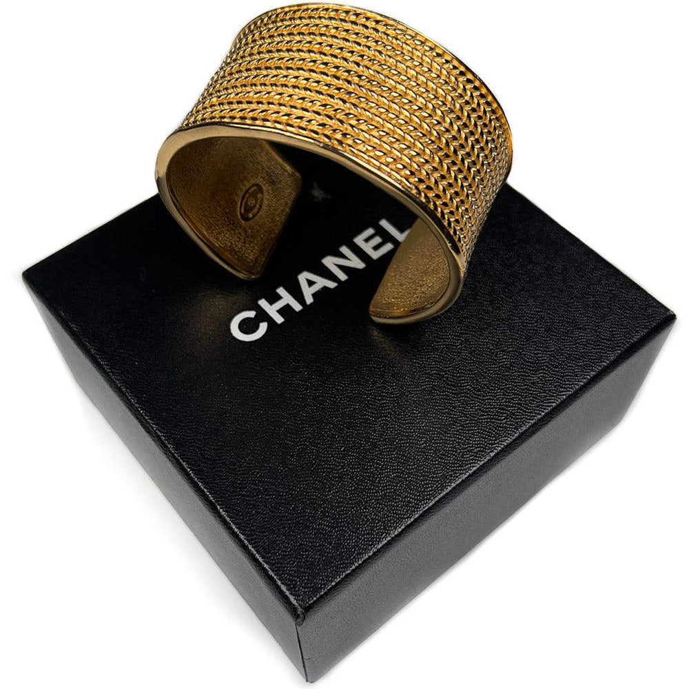 Vintage Chanel Bracelet CC Gold Cuff