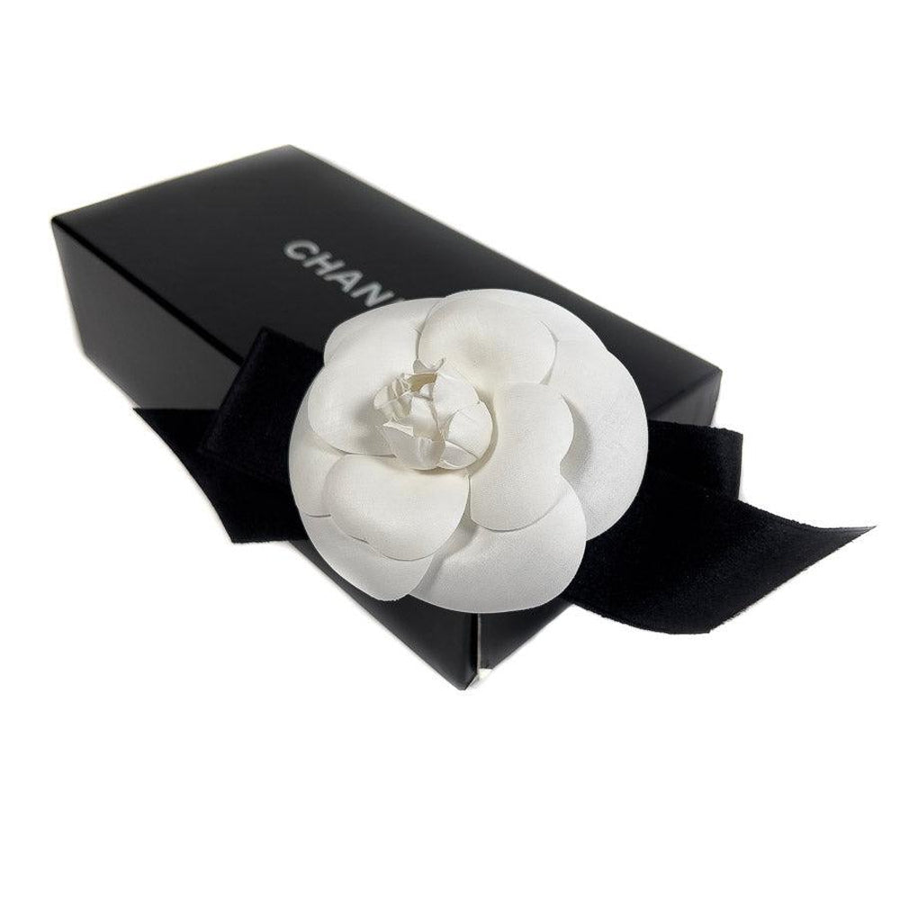 Vintage Chanel White Camellia Flower Brooch sold at auction on