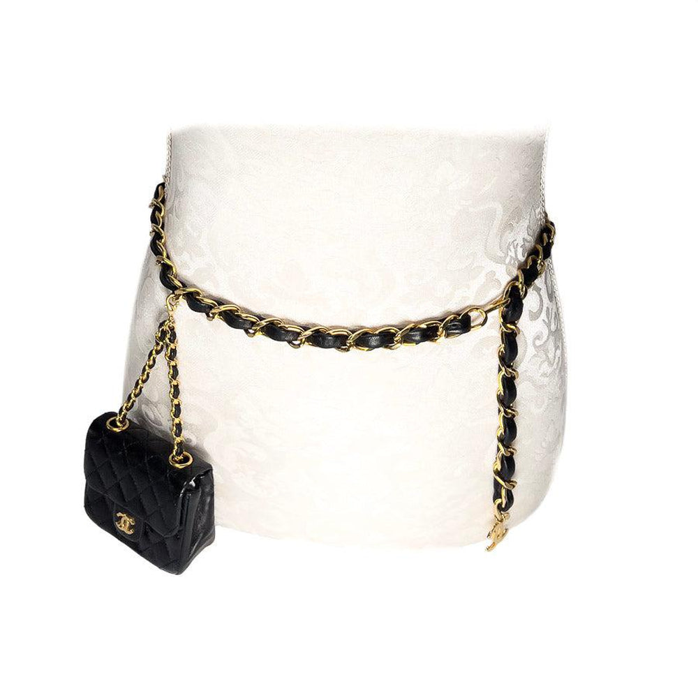 Chanel Vintage Black Leather Chain CC Belt  Rent Chanel jewelry for  55month