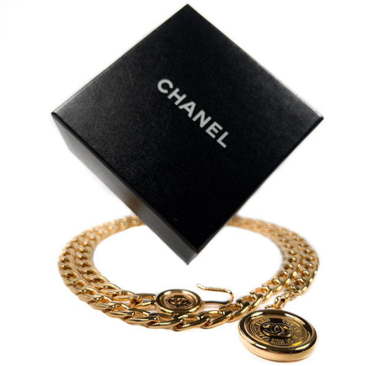Rare 1994 Vintage Chanel 24K Gold Layered Sailor Chain Belt