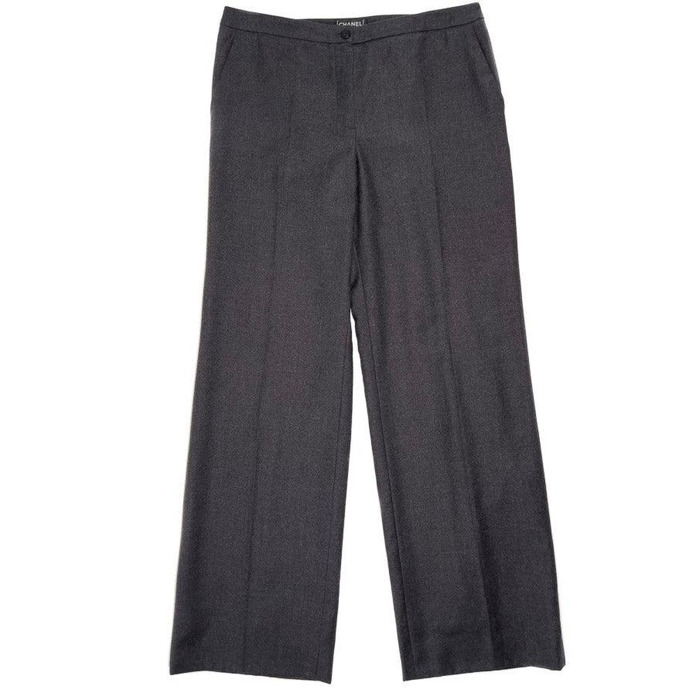 Vintage Black Chanel Boutique Wool Trousers Size US XS For Sale at