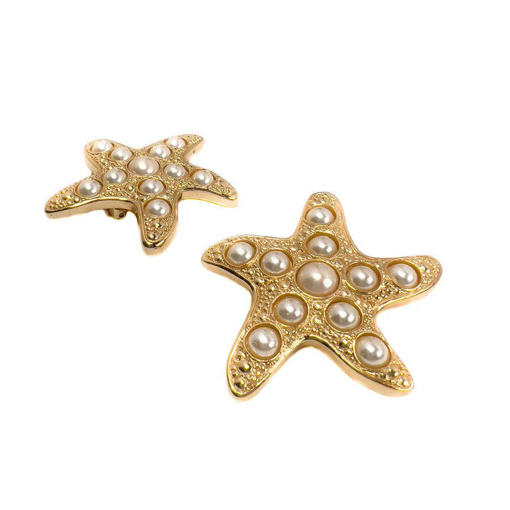 Vintage Dior Earrings Starfish Pearl Clip