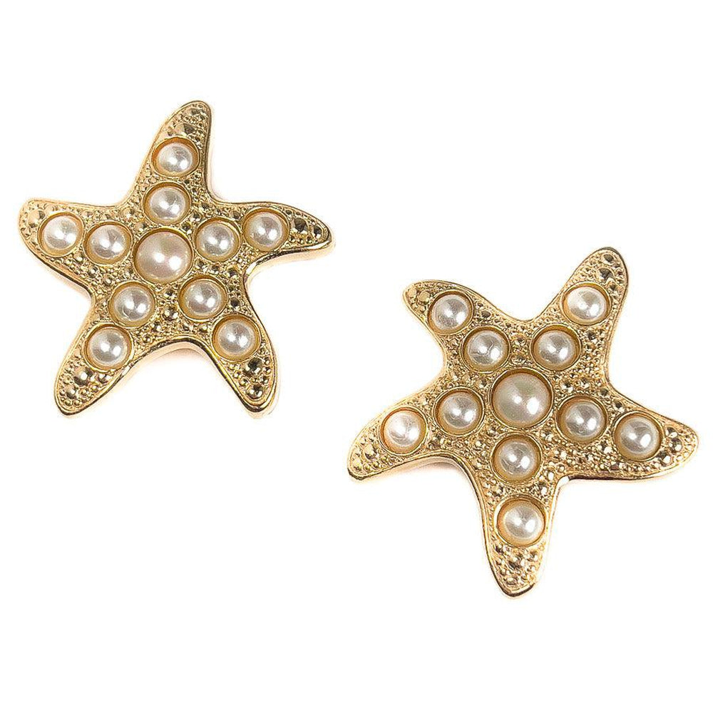 Vintage Dior Earrings Starfish Pearl Clip