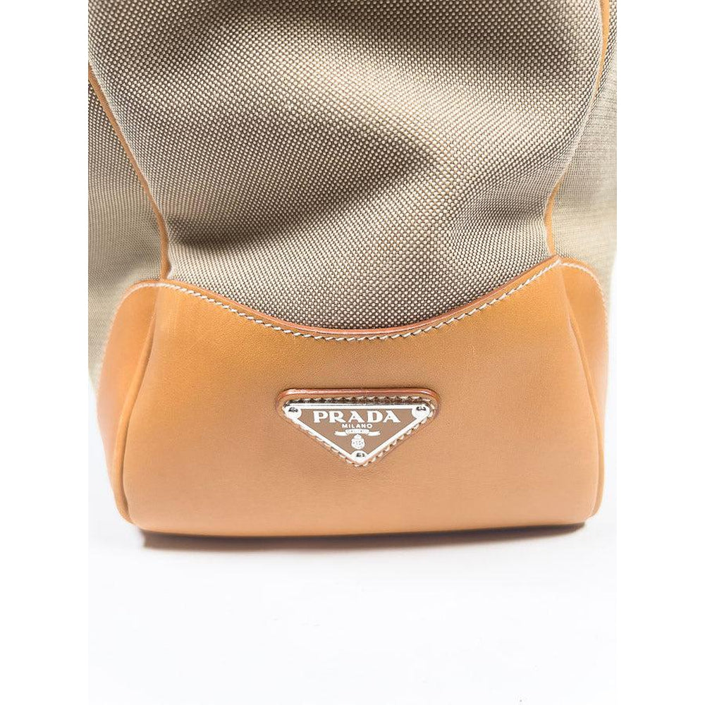 Vintage Prada Shopping Tote Bag Logo Jacquard Canvas Corda Cuoio –  EYECATCHERSLUXE